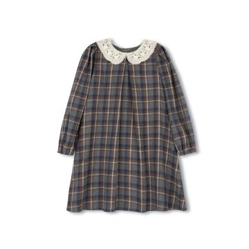 One Child Arlin Plaid Crochet Collar Dress 