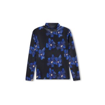 Tustello Painted Flower Mesh Turtleneck