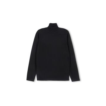 Lilou Fine Flat Knit Mock Neck Black