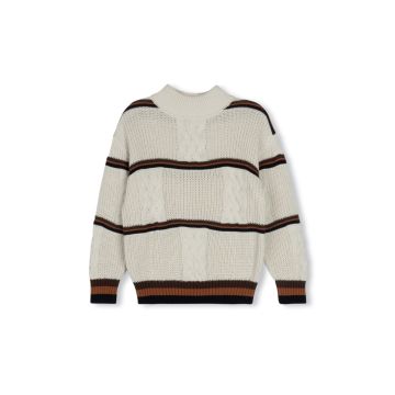 Harper James Square Cable Knit And Stripe Sweater