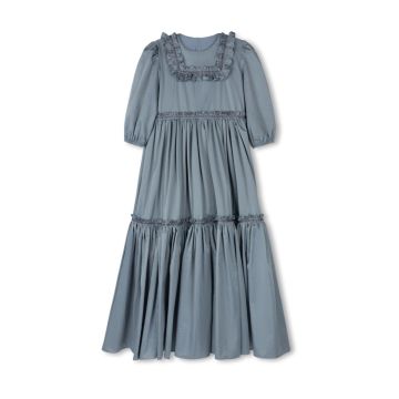 Lilou Taffeta Tiered Ankle Gown Blue
