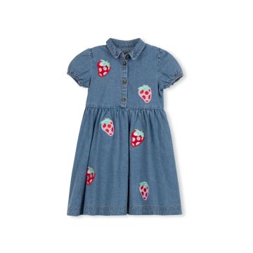 Hello Yellow Denim Applique Dress 