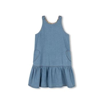 Hello Yellow Heart Pocket Denim Jumper