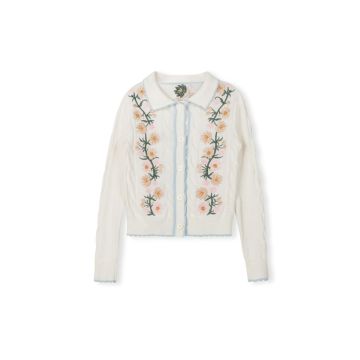 Tustello Floral Pointelle Embriodered Cardigan