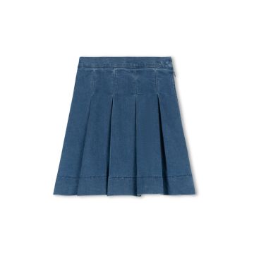 Cabana Pleated Button Waist Skirt 