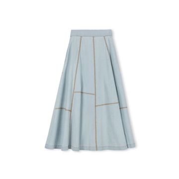 Vibe Denim Stitch Detail Maxi Skirt