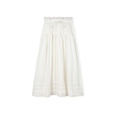 One Child Tally Embroidered Scalloped Trimming Midi Skirt 