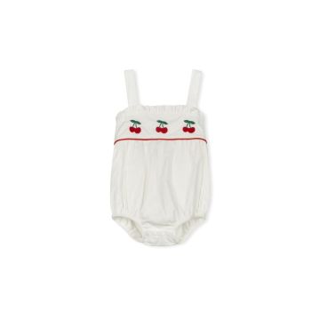 One Child Tessa Embroidered Cherry Romper