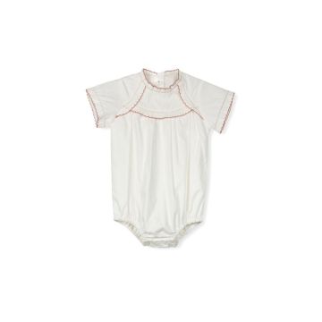 One Child Tally Embroidered Scalloped Trimming Romper