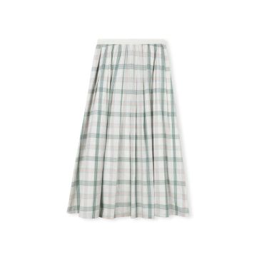 One Child Mira Plaid Pleated Flair Midi Skirt