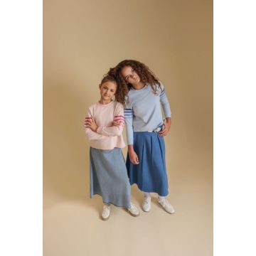 Vibe Striped Sleeve Detail T-shirt Pink