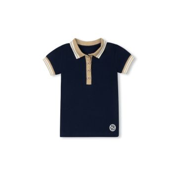 Duke And Port Striped Trimming Pique Polo NAvy