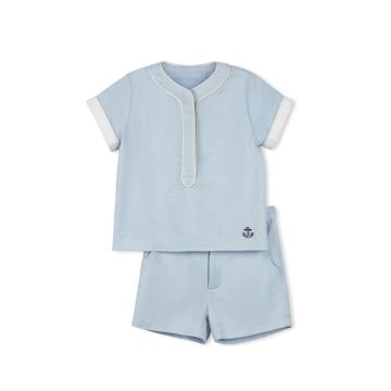 One Child Stacy Placket Detail Blouse And Shorts