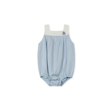 One Child Stacy Square Neck Romper Light Blue