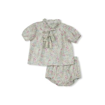 One Child Slater Ruffle Neck Floral Blouse And Bloomer Set 