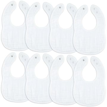Comfy Cubs Muslin Bibs White 8pk