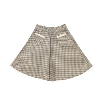 Coco Blanc Front Pleat Skirt Houndstooth