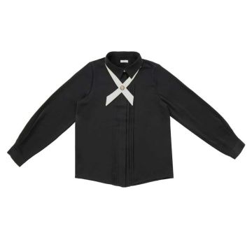 Coco Blanc Front Pleat Blouse Black