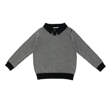 Coco Blanc Boys Collared Sweater Black/White