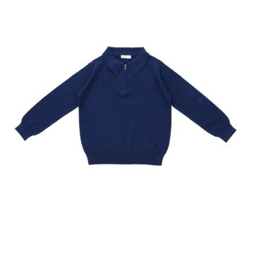 Coco Blanc Zipper LS Polo Navy