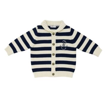 Coco Blanc Shawl Collar Sweater Navy/Cream