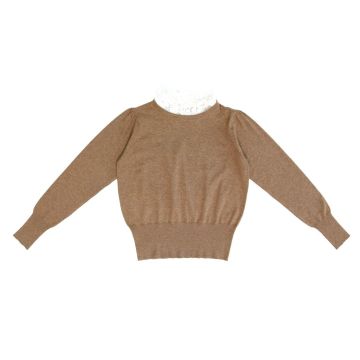 Coco Blanc Ruffle Collar Sweater Brown