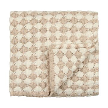 Peluche Contrast Balls Knit Blanket Cream And Tan