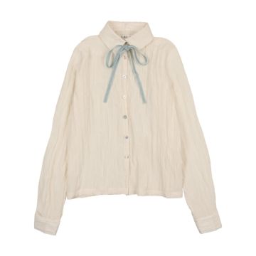 Coco Blanc Blouse White with Slate Tie