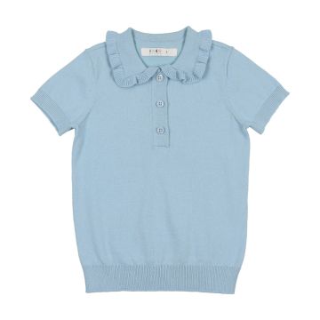 Coco Blanc Ruffle Collar Sweater Pale Blue