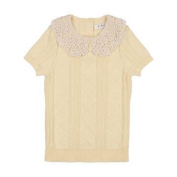 Coco Blanc Crochet Collar Sweater Pale Yellow