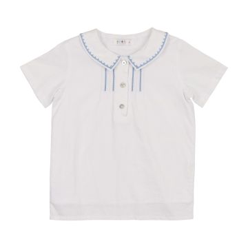 Coco Blanc Boys Stitched White Shirt