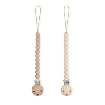 Comfy Cubs Pacifier Clips Beige and Light Beige