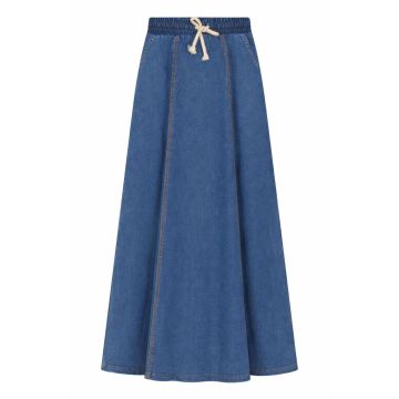 Puddles Denim Girls Long Tiered Skirt Medium Denim