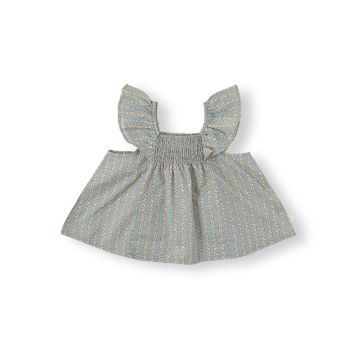 Bene Bene BABY)Cherish Smocking Frill Blouse Grayish Mint