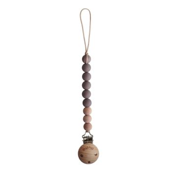 Mushie Cleo Pacifier Clip Ash