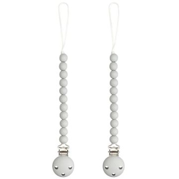 Comfy Cubs Pacifier Clip 2pk Ggrey