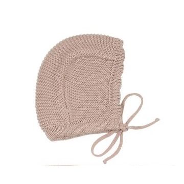 Mon Tresor Collared Coordinate Knit Hat Rose Smoke
