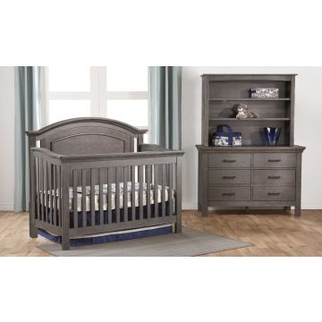 Pali Como Forever Crib + Double Dresser Distressed Granite