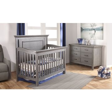 Pali Como Forever Crib + Double Dresser Distressed Granite
