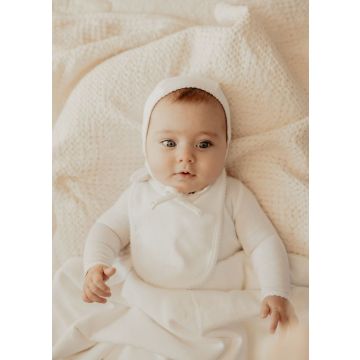 Little Parni Pointelle Collar Footie+Bonnet+Bib