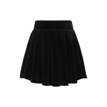Little Parni Velour Pleated Skirt Black