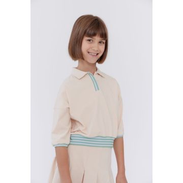 Crew Kids Green Color Block Polo Top