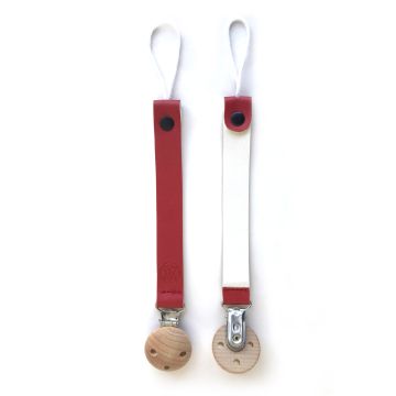 Tannery & Co Leather Pacifier Clip Crimson