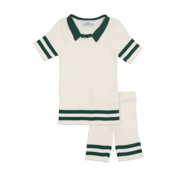 Panther Knit White/Green Baby Set