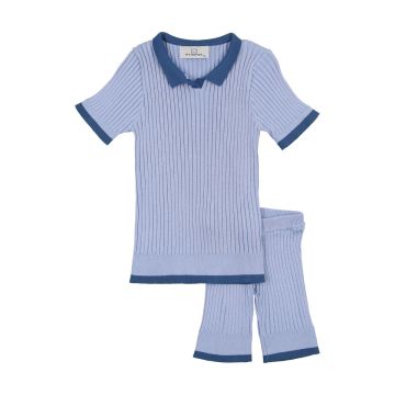 Panther Knit Summer Sky Polo Baby Set