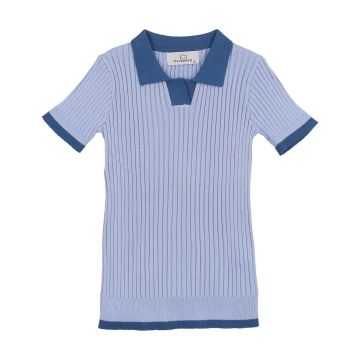 Panther Knit Summer Sky V-neck