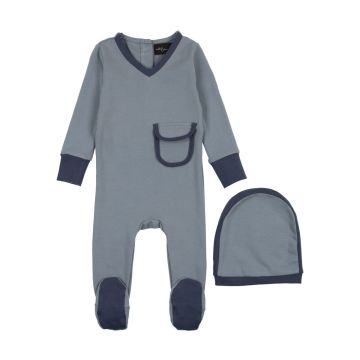 Cuddle and Coo Blue Mini Pocket Stretchie with Hat