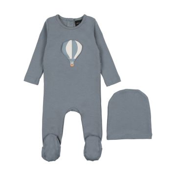 Cuddle and Coo Powder Blue Balloon Stretchie with Hat