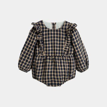 Cera Una Volta Nina Romper Blue Check Lurex