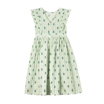 Cera Una Volta Nina Dress Green Check Flower